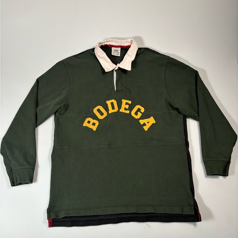 Bodega Long Sleeve Rugby Shirt Green Size XL